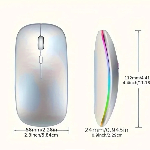 Wireless Rechargeable LED Mouse - Gray - Picture 8 of 8